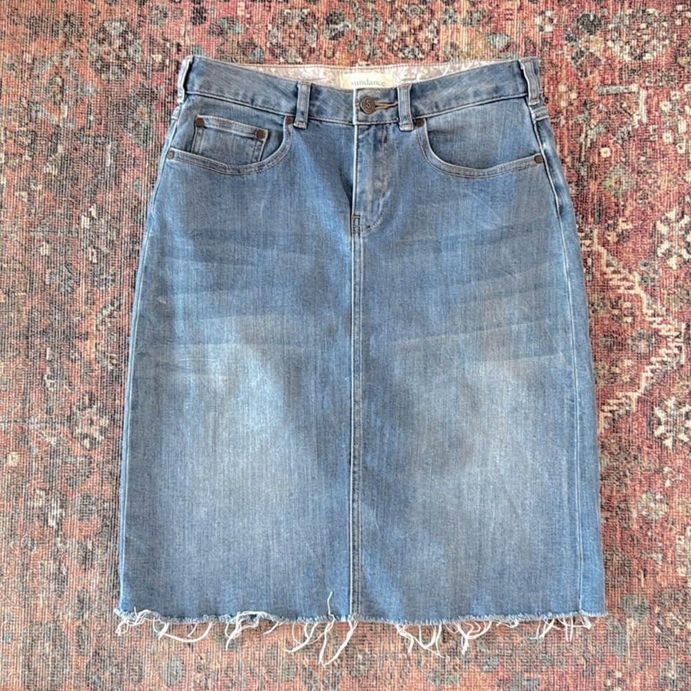 Sundance Denim Pencil Skirt with Raw Hem Size XS - Picture 2 of 7